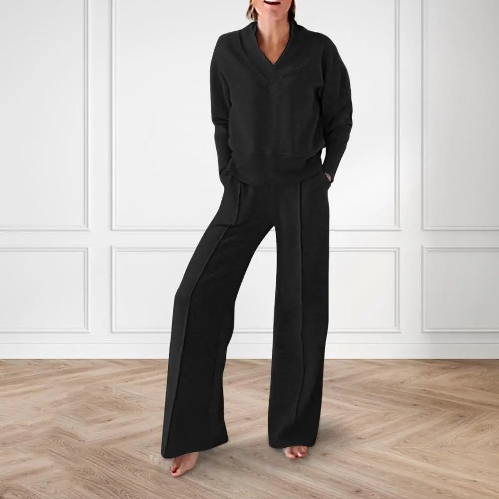 V-neck Top & Pants Two-piece Set