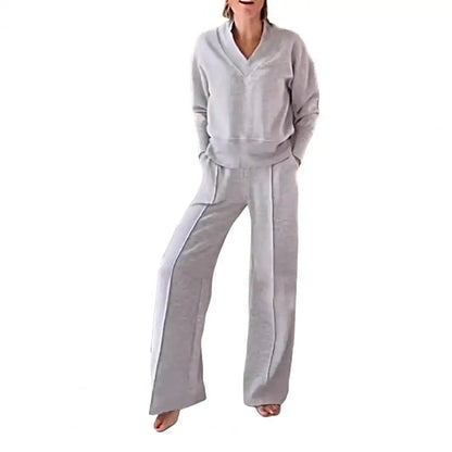 V-neck Top & Pants Two-piece Set