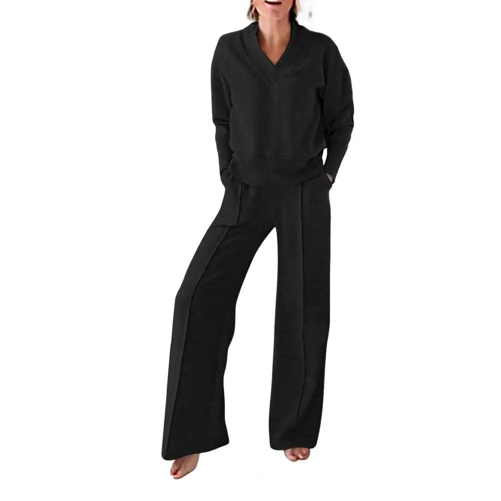 V-neck Top & Pants Two-piece Set