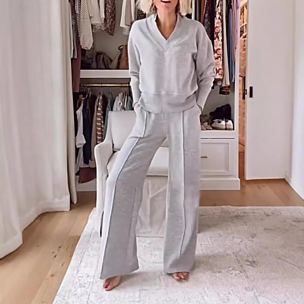 V-neck Top & Pants Two-piece Set