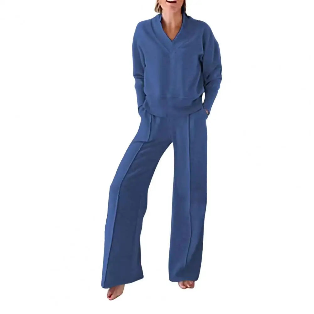 V-neck Top & Pants Two-piece Set