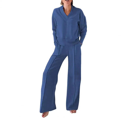 V-neck Top & Pants Two-piece Set