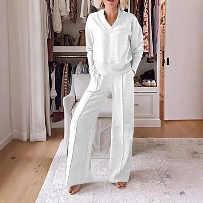 V-neck Top & Pants Two-piece Set