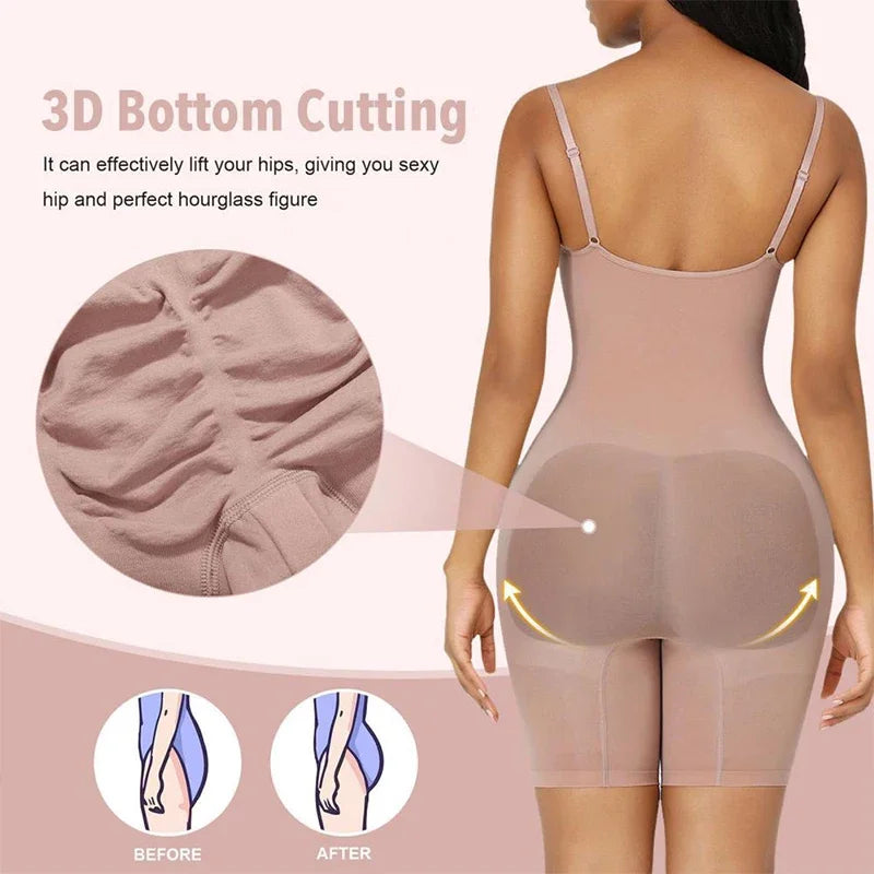 2PCS Seamless Bodysuit Compression Open Crotch Shapewear Women Push up Fajas Colombianas Corset Slimming Butt Lifter Body Shaper